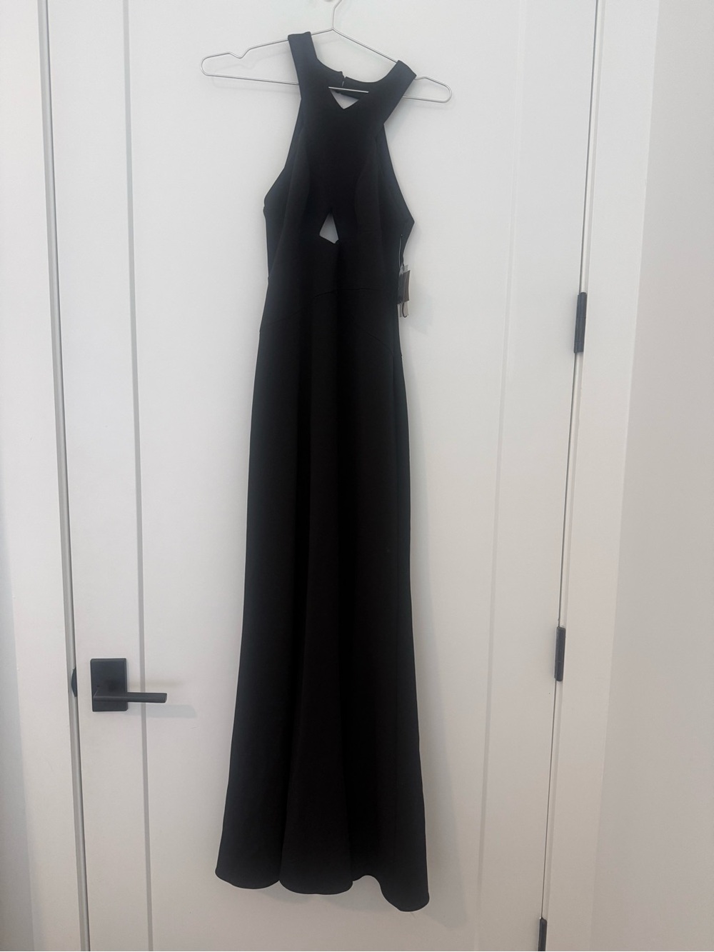 Aidan Mattox Black Halter Keyhole Prom Gown